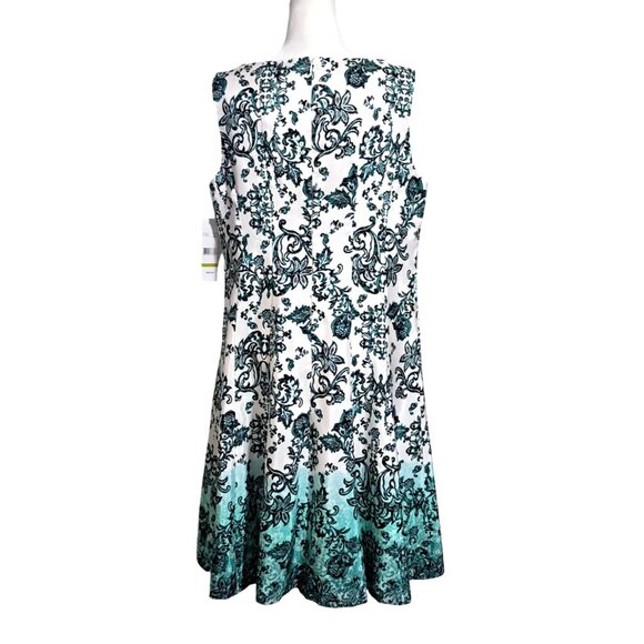 Chetta B Dress Womens Size 14 Ombre Aqua Floral Print Sleeveless NWT - Picture 6 of 14